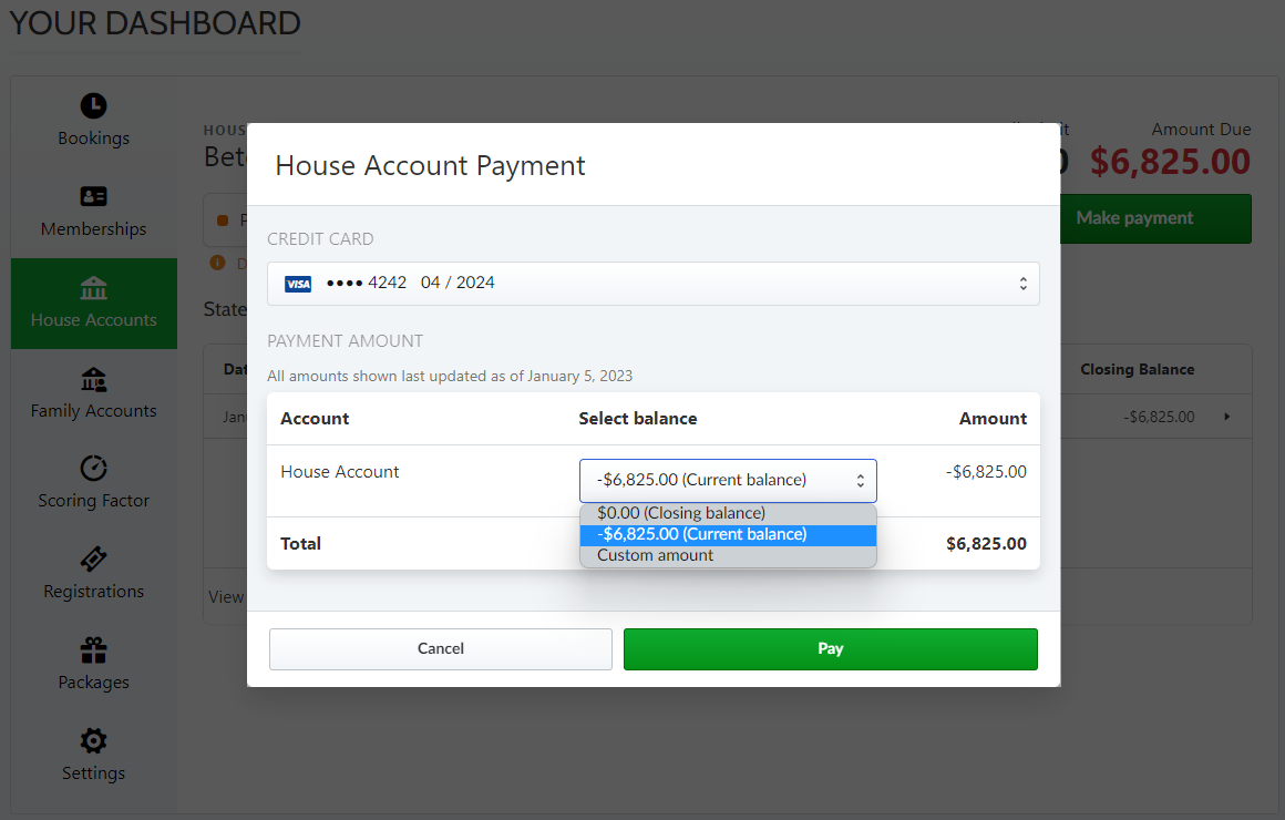 Bouton Payer pour soumettre le paiement.